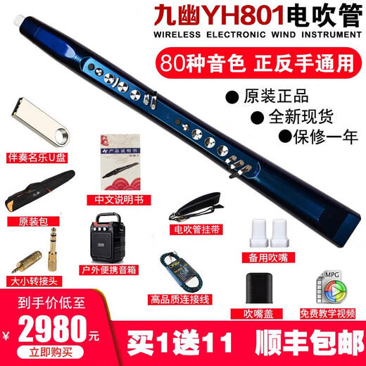 九幽YH801S型号卓恩电吹管（蓝色变色龙）国产乐器中老年人葫芦丝大全 九幽YH801S+新款套餐一