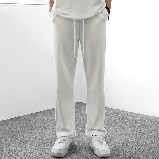 NASA GISS official fashion brand co-branded casual pants men's fashion trend versatile loose sports lace-up pants men white XL