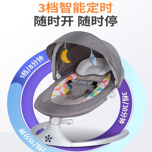 XUM婴儿摇摇椅哄娃神器电动睡篮床新生儿见面礼物宝宝用品满月玩具 灰色