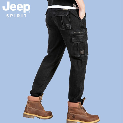Jeep (Jeep) Jean décontracté pantalon de travail multi-poche en vrac pour hommes pantalons longs et hivernal J9921 Black 29