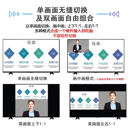 创视之星 双路hdmi视频采集卡支持usb摄像头4k高清zoom腾讯会议2机位无缝切换拼接画中画相机单反直播教学 672双路采集卡多功能（按键切换）