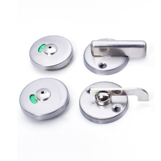 Hasdick Beijing Warehouse Distribution Public Bathroom Partition Accessories Stainless Steel Flat Stacking Door Lock Round Toilet Lock with Unattended Indicator Lock HKSY-44 Type A 201 Stainless Steel Flat Door Lock
