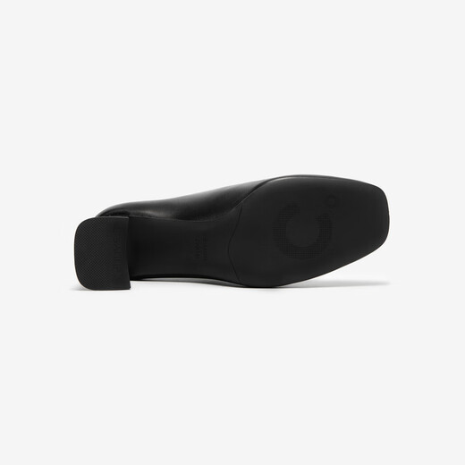 Qianbaidu Sheepskin Small Ankle Boots Autumn New Fashion Shoes Women's Short Boots Commuting Genuine Leather High Heels Thick Heels Black 37