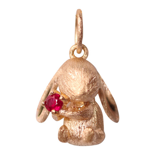 Cai Zhi original Ree. Nuomi Ci. 18k gold ruby super cute rabbit zodiac animal year animal pendant necklace. One pendant is in stock without chain.