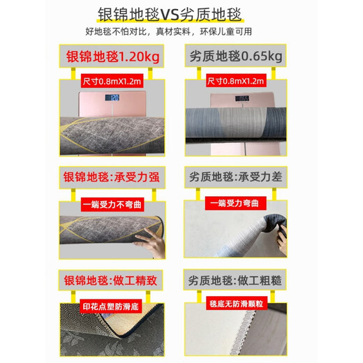 OUOETY2022新款地毯卧室满铺 北欧风地毯客厅ins沙发茶几毯满铺黑灰纯色 现代3291号 定制咨询不退不换