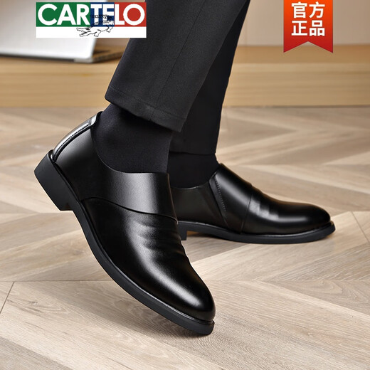 Zapatos para hombres de Cartelo Autumn 2025 NUEVO NEGOCIO COCATRAS FORMULALES DE CUERO Invierno más Velvet Inner Hogar de cuero genuino SOLO SOLO Zapatos casuales para hombres ZQF6190 Negro aumentado 40