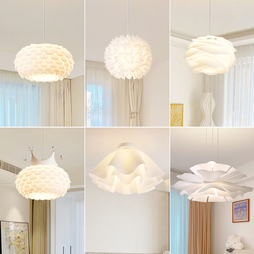 XMSJ Light Luxury Kronleuchter Schlafzimmer Kronleuchter moderner einfacher atmosphärischer kreativer Esszimmer Esstisch Lampe Internet Promi Cream Style Hauptschlafzimmer Mädchen 9272 Weiß 35 cm Drei Farben