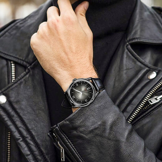 Borman (Borman) Deutsch zertifiziert ultra-dünne Uhr Herren Vollautomatische mechanische Uhren-Waterfeste europäischer, amerikanischer, schweizerischer Uhr 3878 Silberschale grau Oberfläche Schwarz Leder