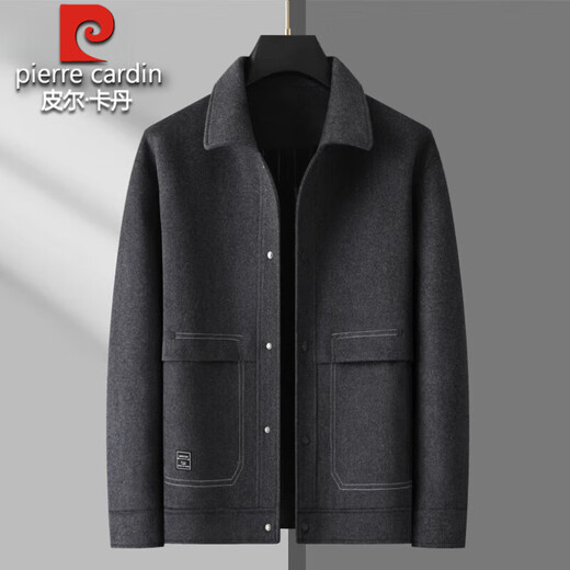 Pier Cardin High-End-Revers-Wolljacke für Herren Herbst und Winter Neues Freizeit-Trend-Top plus Fett Plus-Größe Tweed Jacket 2052 Grau 2xl tragen 140-160jin [Jin ist gleich 0,5 kg]