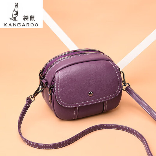 袋鼠（KANGAROO）小包包女2024新款潮秋季上新简约单肩斜挎包时尚百搭多层软皮女包 黑色