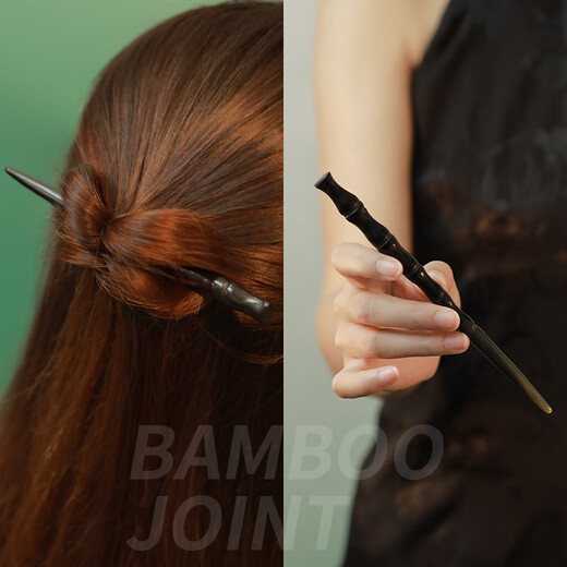 He Jiagong black horn hairpin new Chinese style hairpin for women ancient style high-end handmade daily hairpin simple 12CM leaves