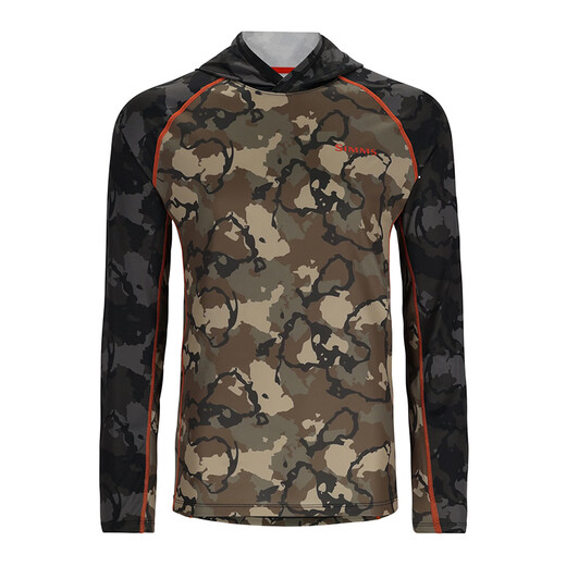 SIMMS Challenger hooded sun protection clothing Challenger spring and summer fishing clothing Luya sun protection clothing comfortable and breathable men's gray white light blue S