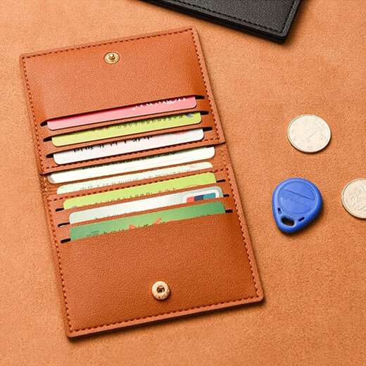 Bolsa de tarjeta femenina MEDU Case de certificado bancario pequeño Licencia de conducir con billetera pequeña Simple delgada de la tarjeta antidemagennetización Bolsa de tarjeta ultra delgada [marrón oscuro]