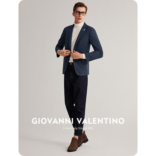 卓凡尼·华伦天奴（GIOVANNI VALENTINO）含绵羊毛休闲西装外套男款抗皱西服男装