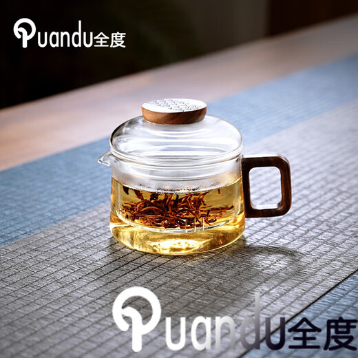 Full-degree glass teapot mini tea glass small teapot for one person small capacity green tea special teapot Xiangyun Xiaodundun teapot transparent 200ml