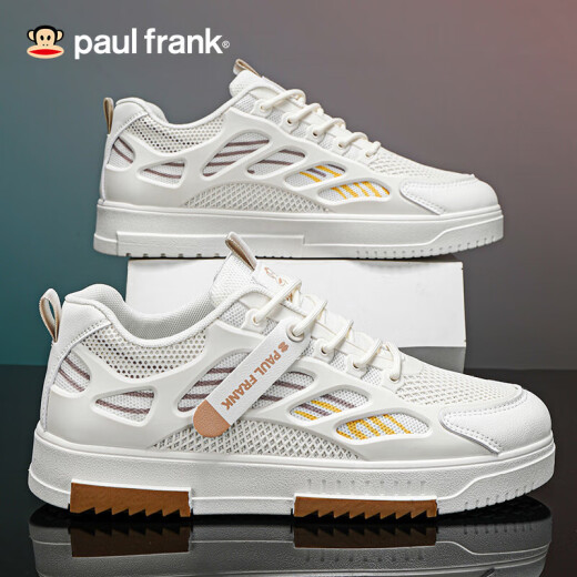 Paulfrank casual shoes men's trendy sneakers comfortable breathable mesh shoes low-top white shoes men's shoes 2042 beige 41