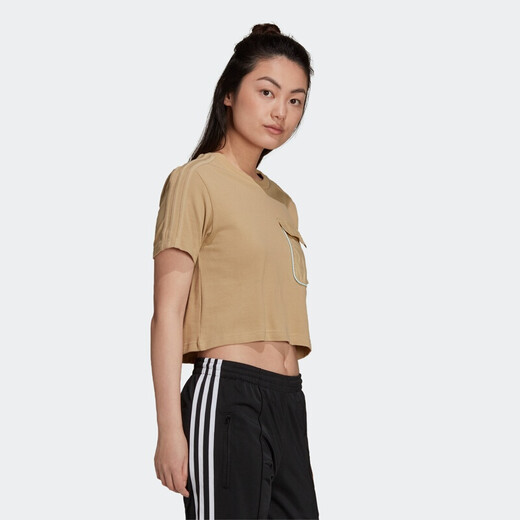 Adidas (adidas) Clover Women's Summer New Sportswear Running Breathable Comfortable Casual Short Sleeve T-shirt H15829 Light Khaki/Short T-shirt S