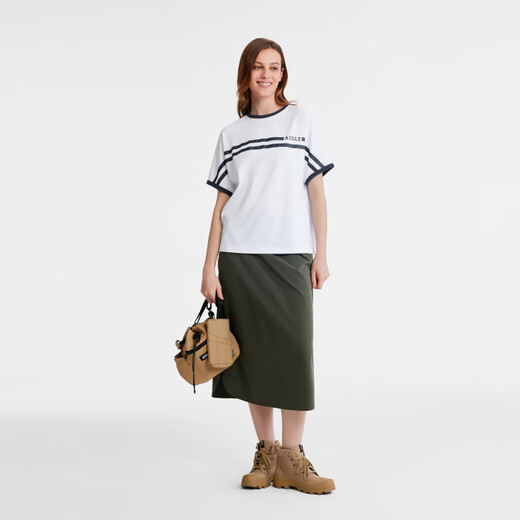 
AIGLE Aigao short-sleeved T-shirt Spring and Summer Women's DFT Quick Dry Moisture Wound UPF40+ Sun Protection Ultra Bright White BD702 M (165/88A)