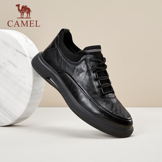 CAMEL Men's Casual Autumn Business Commuting Soft Sole Comfortable Sports Leather Shoes G13A155075 Black 41