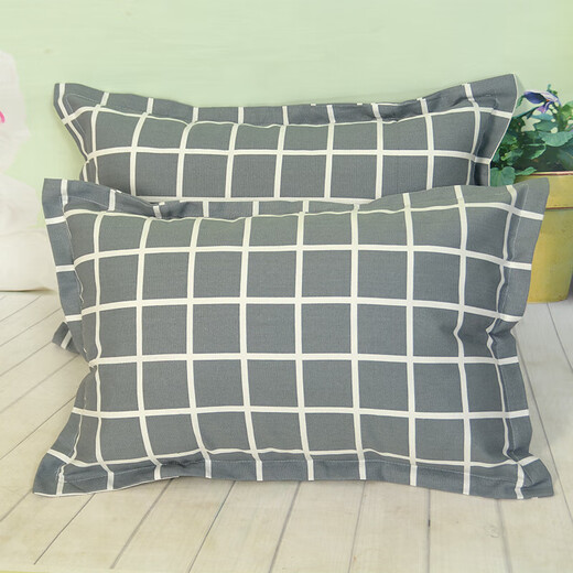 Naiqu pure cotton old coarse cloth pillowcase 40x60 with zipper children's student pillowcase large pair thickened single blue Fulu one pack 40cmX60cm