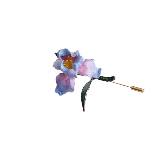 Meng Junchen handmade silk intangible velvet flower filigree iris brooch ancient style Hanfu corsage new Chinese style cheongsam ethnic style purple brooch