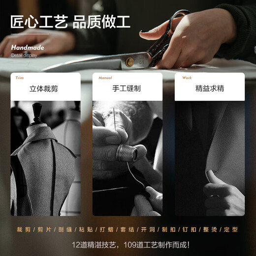 Peromont Men's Wool Business Formal Wear Professional Suit Wedding Groom Suit Navy 175D