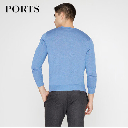 PORTS宝姿男装毛衣丝绒混纺半开襟钮扣套头毛衣男上衣MV9K041DKI001 BLUE M M