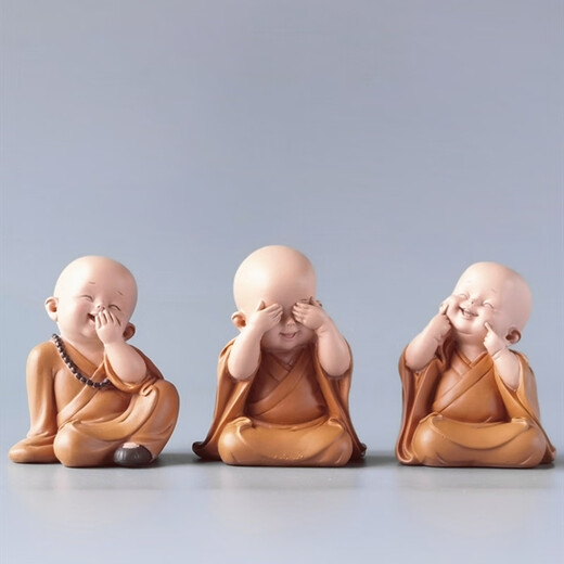 Qia Shuo creative antique little monk ornaments Buddhist Zen home living room tea table character doll bonsai landscaping decoration Suiyuan 17ABC three styles about 8.0CM high
