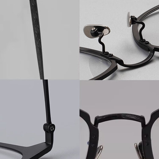 Master Mind collects Japanese hand-carved pure titanium ultra-light glasses frame Shawn Yue Celebrity same retro 503 myopia glasses frame Black regular single frame + gift box packaging