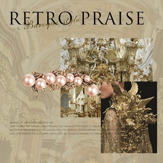 Cercoo Retro Praise Baroque Pearl Hair Clip Rhinestone Top Clip Back of the Head Hair Clip Versatile and High-end Gift for Girlfriend