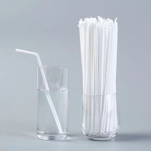 Disposable independent packaging of straws, transparent bent tube, straight tube, plastic straw, milk tea drink, pregnant women, postpartum children, bent tube 5*205mm, independent paper packaging, 100 pieces