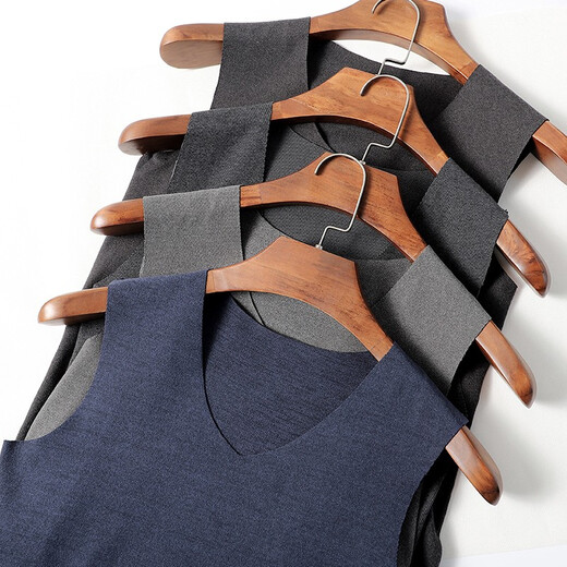 Langsha Thermal Vest Men's Slim Autumn Clothes Seamless Bottoming Warm Top Thin Wide Shoulder Sleeveless Vest Dark Gray
