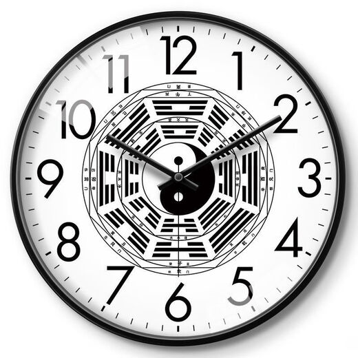 Ziwu Liuzhu Bagua Kreative Wanduhr Traditionelle chinesische Medizin Gesundheit Home Clock Schönheit Salon Spa Club Stille Wanduhr LQXBK677 Schwarzer Nadel schwarzer Rahmen 14 Zoll (Durchmesser 35 cm)
