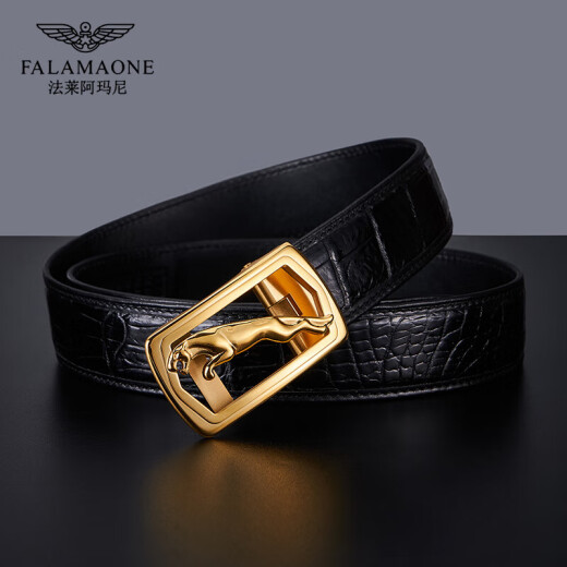 
FALAMAONE Alligator Leather Luxury Men's Belt 2025 New High-end Leather Pants Belt Birthday Gift for My Husband and Father PD854 Silver [Vertical Business and Casual] 120cm Other lengths of message or consult customer service