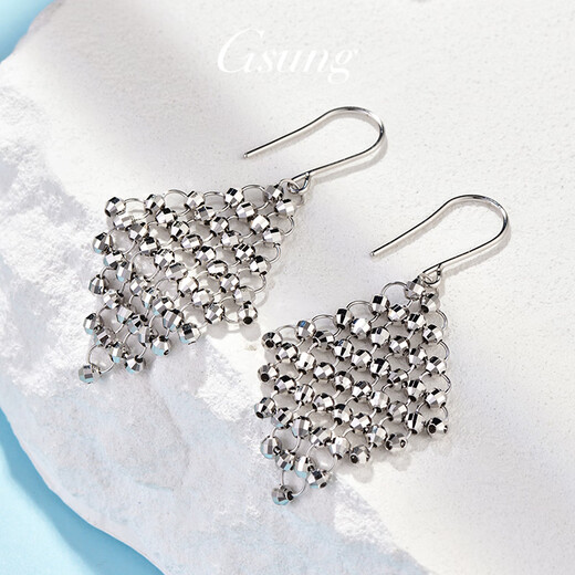 GsunG platinum earrings for women PT950 new laser beads ear hooks platinum fashionable earrings boutique earrings price by gram contact before bidding