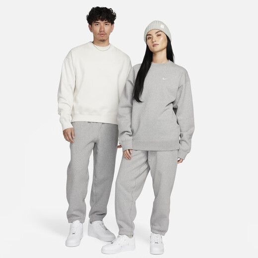 耐克（NIKE）官方男子加绒长裤卫裤针织宽松休闲刺绣个性柔软DX1365 063调色暗灰/白 L