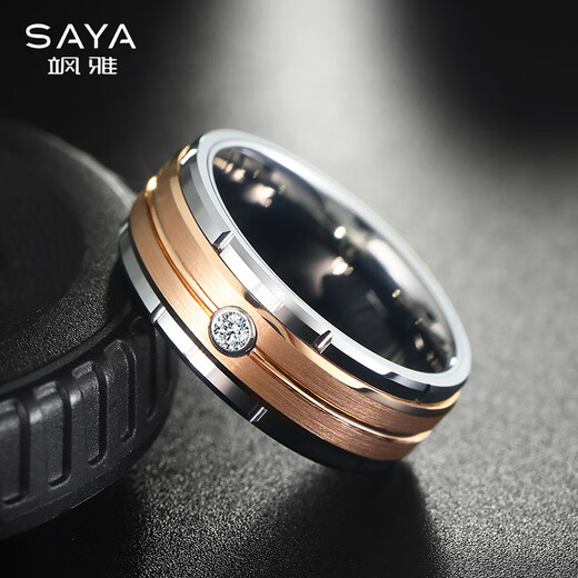 Saya moissanite diamond ring men's trendy index finger single ring men's fashion ring moissanite high-end niche men's ring national standard No. 21 moissanite