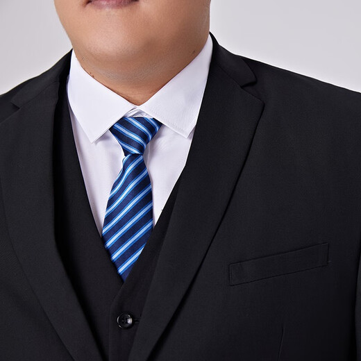 Xichen plus fat plus size suit jacket casual men's loose business suits look slim and large size fat man suit suit suit three-piece set black 4XL (190-210Jin[Jin equals 0.5 kg])
