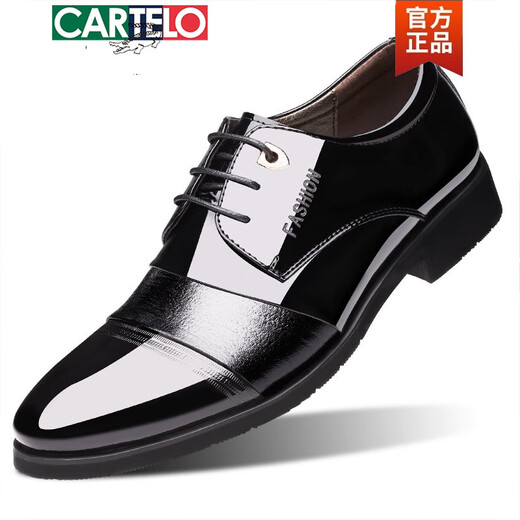 Cartelo Lederschuhe Herren koreanischer Stil Business Casual Leder Frühling und Herbst Britische Schwarze Innere Height Erhöhen Sie Jugendliche Formale Wea-Schuhe Hochzeitsschuhe 9905-3+ Schwarze innere Höhe Erhöhung 40 40