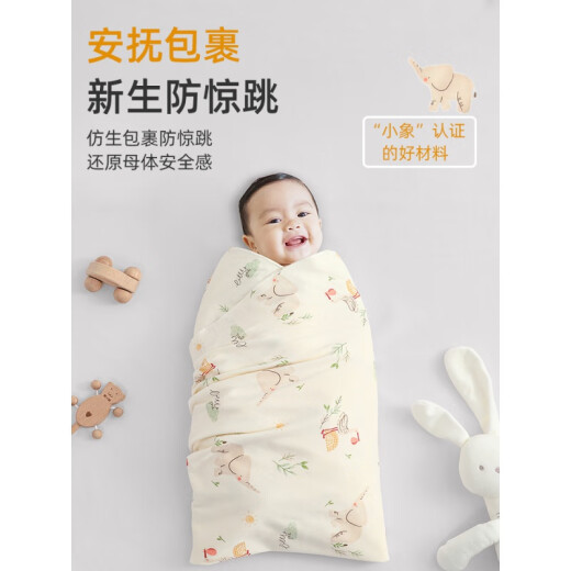 CLCEY Newborn Baby Bag Sheet Newborn Pure Cotton Blanket Spring Autumn and Winter Newborn Wrap Swaddling Cloth Baby Delivery Room Supplies Forest Elephant 90x90cm