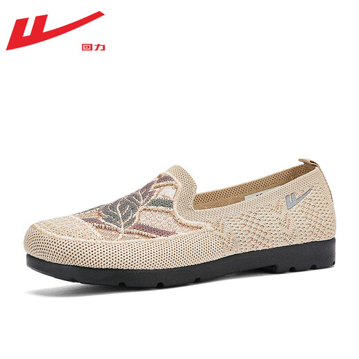 Huili Mom Summer Women's Shoes Thin Breathable Mesh Casual Old Beijing Cloth Shoes Middle-aged and Elderly Shoes Women's Wealthy Gold [Lightweight Soft Sole Comfortable and Breathable] 38