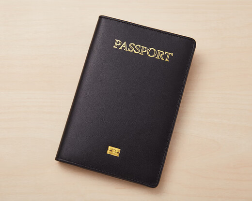 真皮护照包PASSPORT保护套超薄软牛皮护照外壳旅行证件卡包防刮花 黑色