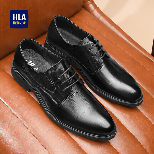 Hai Lan House HLA leather shoes men's casual derby shoes business formal wear breathable shoes men HAAPXM4DAV318 black 42