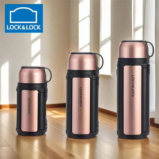 
Lock Lock Thermal Pot Outdoor Travel Pot Car Portable Large Capacity Thermal Pot kettle 1L1.5L1.8L lhc1413 Gold-1.8L With Strap 14132L