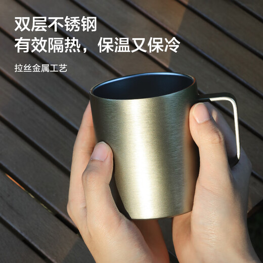 Made in Tokyo, stainless steel double-layer insulated desktop mug 420mL outdoor camping water cup 304 coffee cup silver gray