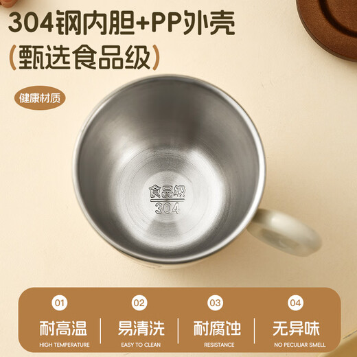 WORTHBUY children's water cup household stainless steel milk cup learning drinking cup summer drinking cup straight drinking cup single ear