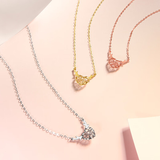 Saturday blessing 18K gold necklace for women, I will be with you all the way, Lucai gold necklace birthday gift, red 18K 40+5cm