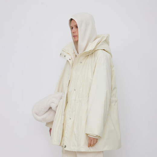 Moins de veste de canard blanc d'hiver pour les femmes chaudes décontractées en vrac en vrac à la veste vers le bas en milieu de longueur 2NAC12610 123 / lait blanc l