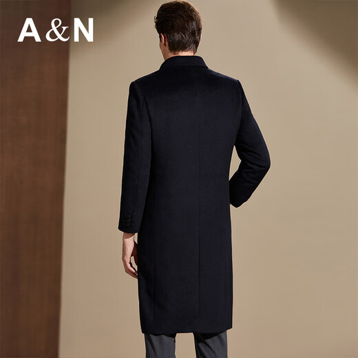 Antonio [Abnehmbarer Enten-Down-Liner] Leichte Luxus überknee Kaschmirmantel für Herren Winter Lange Wolle Maulbeer Seidenwolle Schwarz 3xl