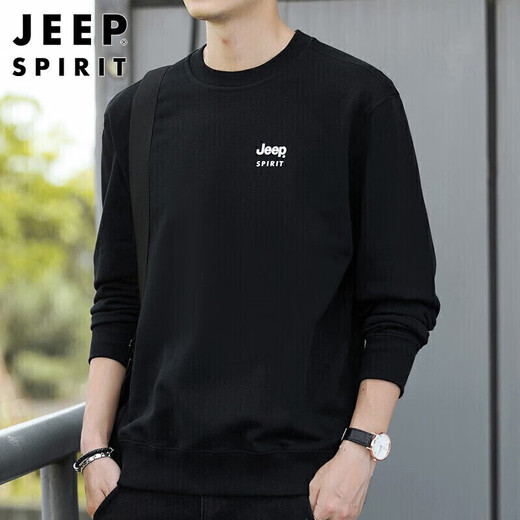 JEEP SPIRIT Jeep sweatshirt men's autumn and winter tops men's sweatshirt round neck bottoming shirt men's black XL